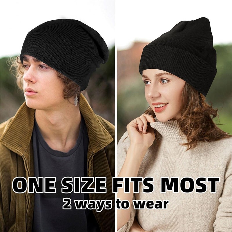 lucdnc Beanies for Men Women 2 Pack Fall Winter Men's Hats Unisex Warm Knit Skullies Beanies Soft Ski Caps - Image 3
